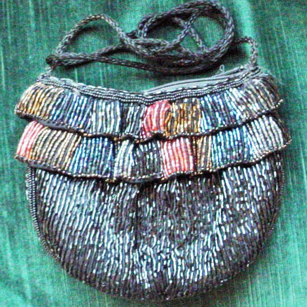 Walborg Colorful Black Beaded Evening Purse